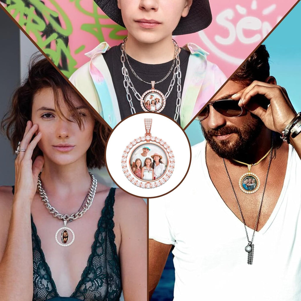 925 Silver Photo Projection Necklace: Personalized Memorial Jewelry